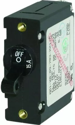 Blue Sea Systems Blue Sea 7208 AC/DC Single Pole Magnetic World CB - 15 Amp - Black