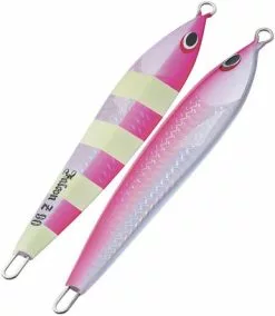 Sea Falcon Z Slide Jig - 90g - Pink Zebra Stripe Glow